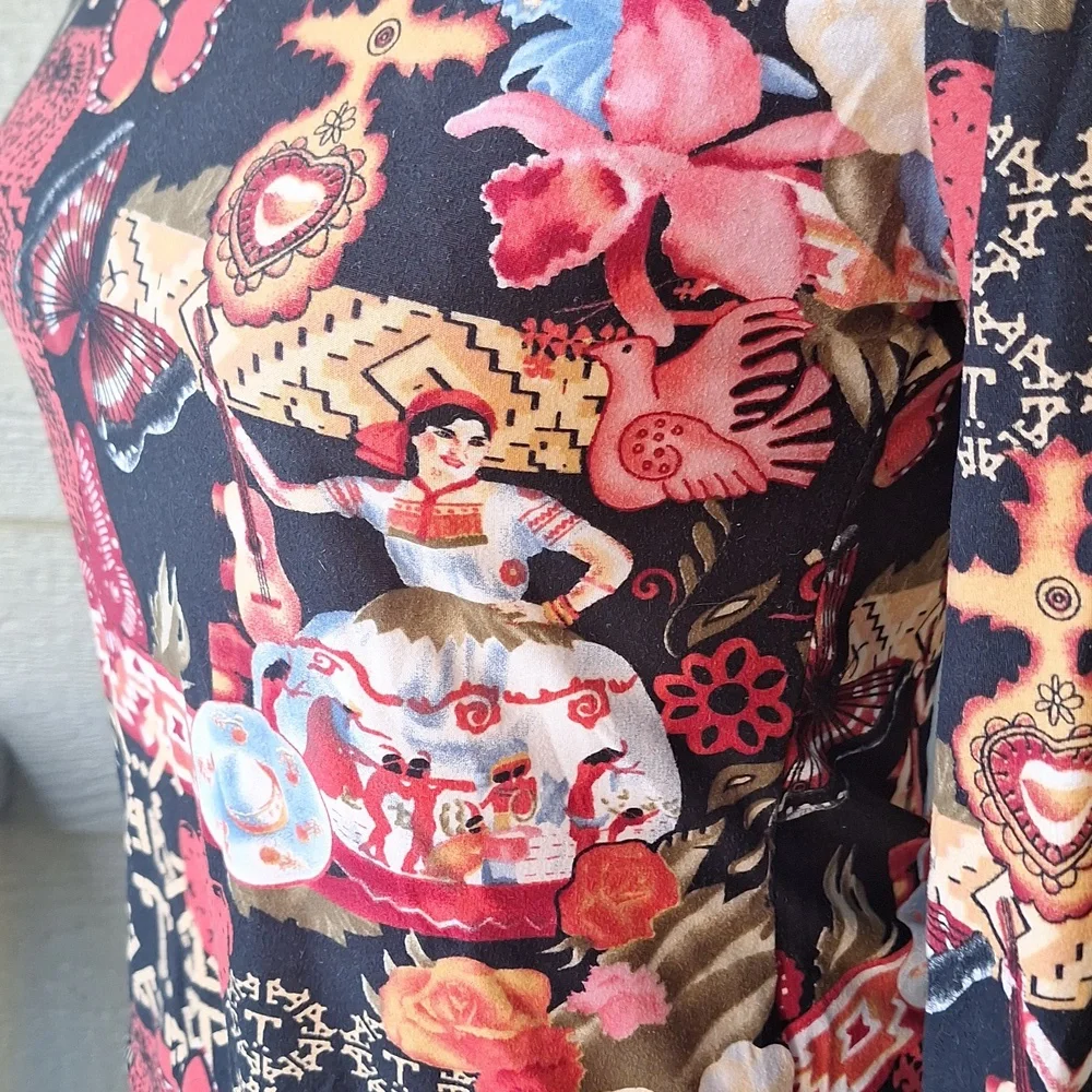 Vintage y2k Thalia Sodi all over print 3/4 top butterflies guitar women small - Picture 2 of 11